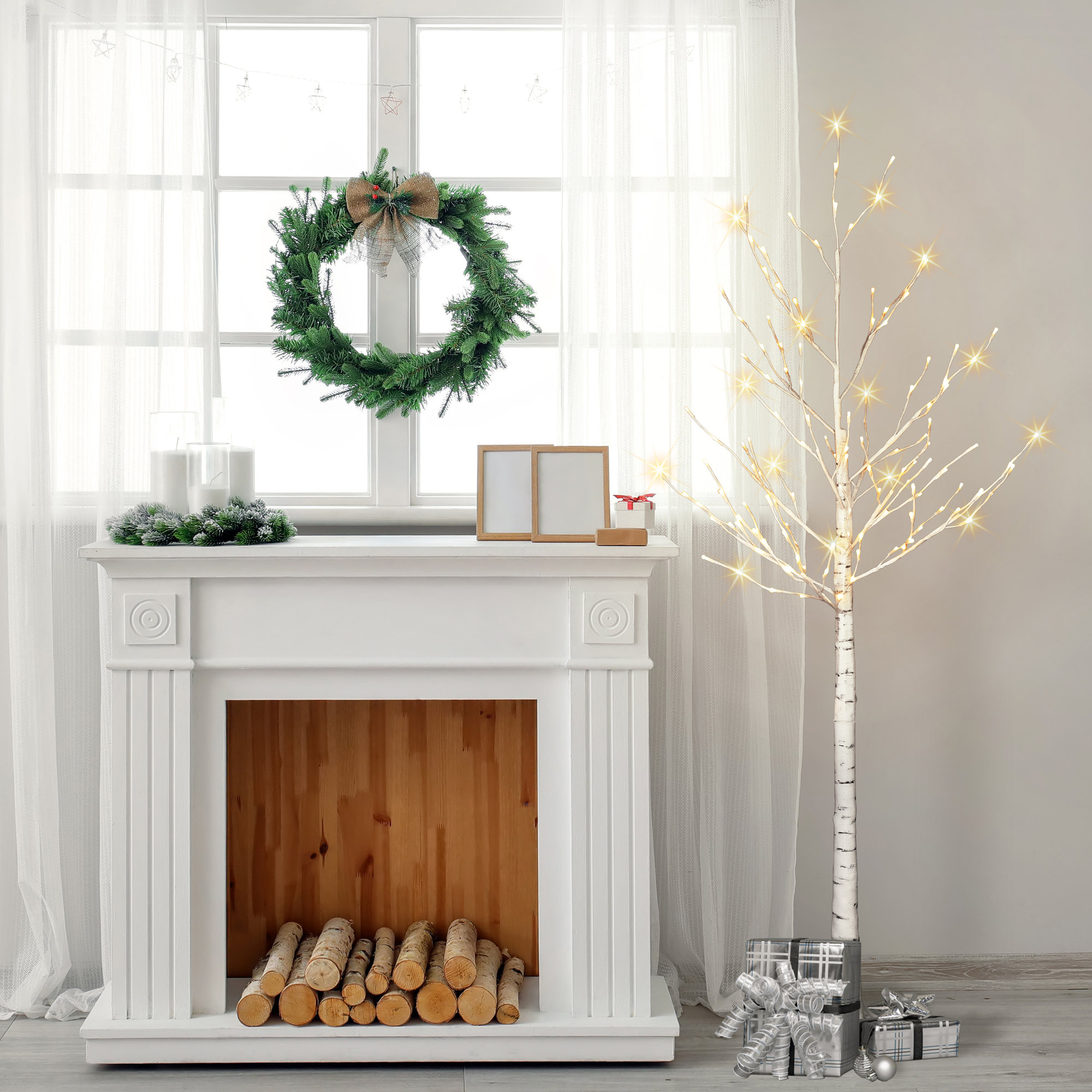 Gibelly Lighted Artificial Christmas Tree, 6'
