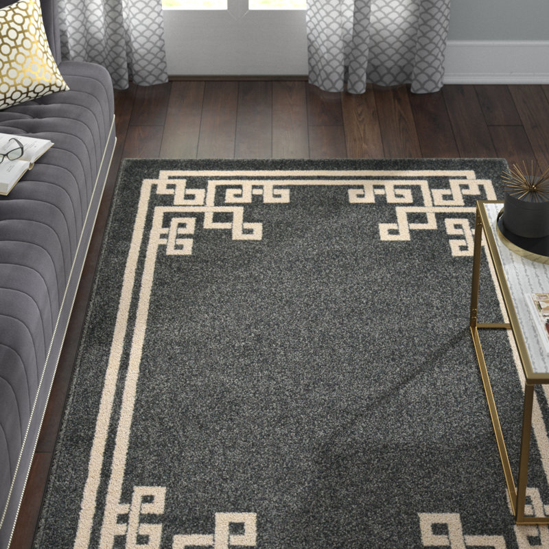 Tapis noir / beige Barreto, Rectangle 7 pi 1 po x 10 pi