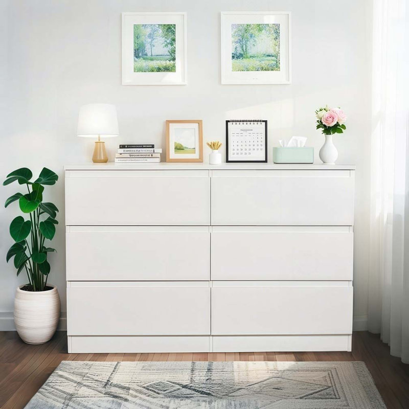 Commode 6 tiroirs, Blanc