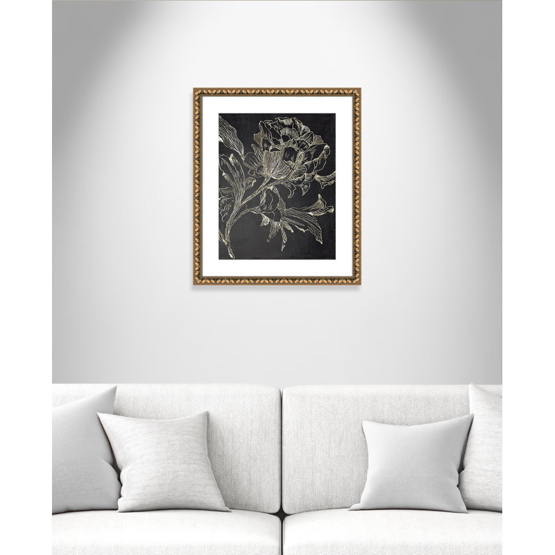 Clarendon Golden Flower Folklore I by Asia Jensen - Picture Frame Graphic Art Print, Gold Bead Framed, 26.5" H x 22.5" W