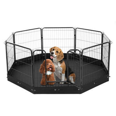 Parc pour chien, 8 enclos 24 po x 24 po pliables en métal pour animal de compagnie, enclos intérieur et extérieur pour chien avec porte, sac de rangement et coussin inférieur, parc pour animaux de compagnie pour chiens, chats et autres petits animaux