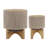 Textured Mesh Outdoor Planters on Stand for Living Room or Patio Display - Modern Ceramic Indoor Flower Pots for Home Decor - Set of 2, Tan-468497826-439273864-468498008