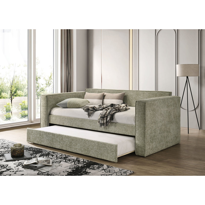 Lit de jour simple avec couchette Youssef, Vert clair