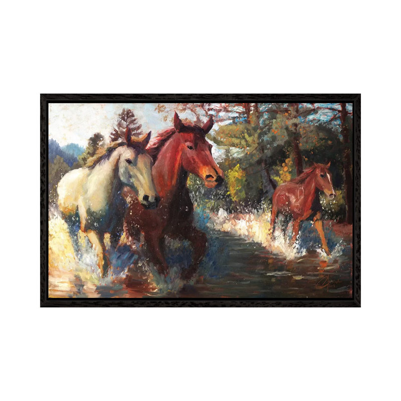 Trifecta 1 Piece Wall Art on Canvas, 101.6 cm H x 66.04 cm W, Black Framed Canvas