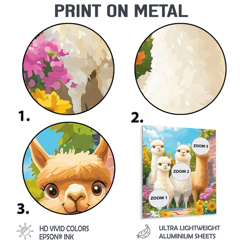 Caricature d'Alpaga murmurant des ombres - animaux, impression murale en métal, H 40 po x l 30 po x P 0,84 po