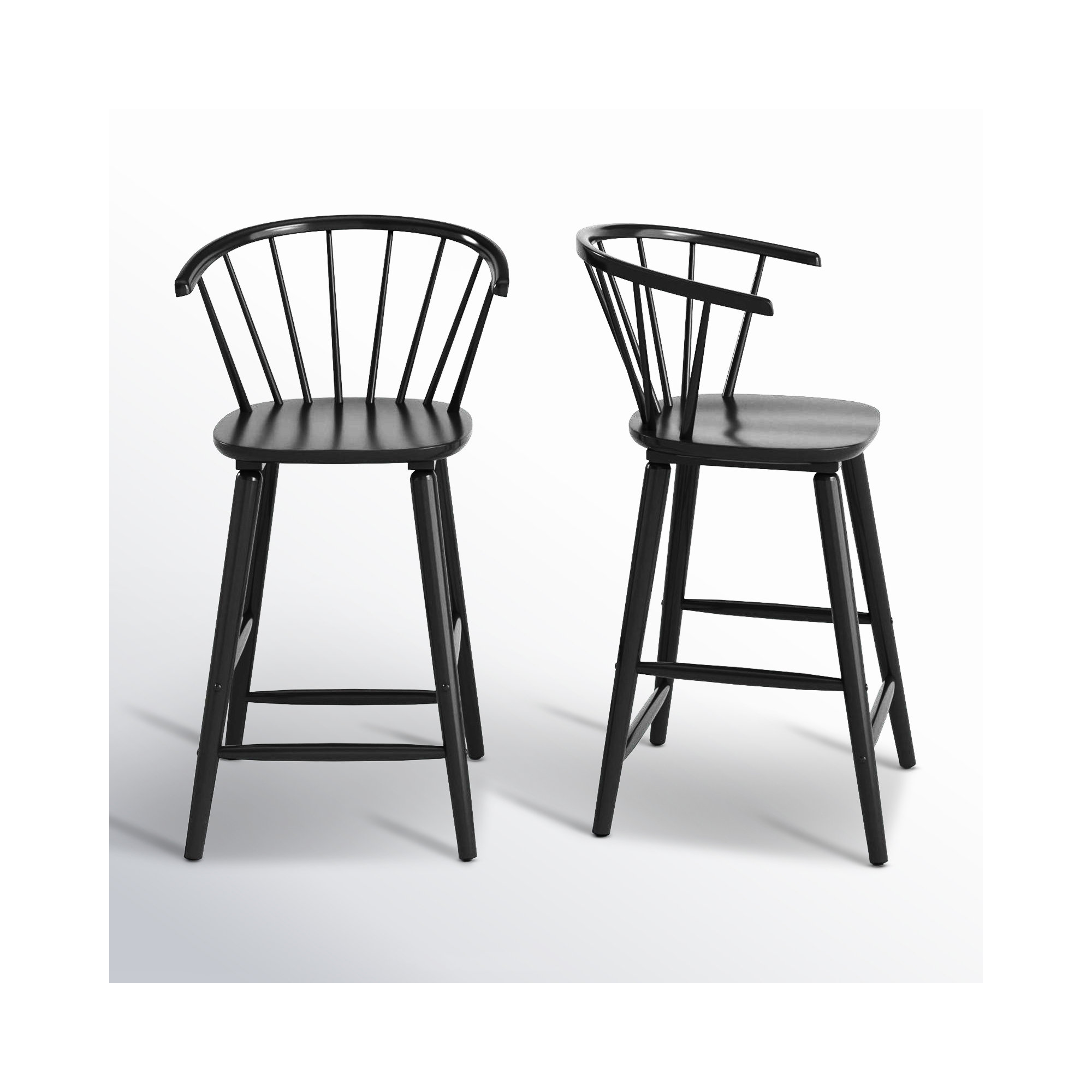 Sheffield Solid Wood Bar & Counter Stool, Black, Counter Stool (23" Seat Height)