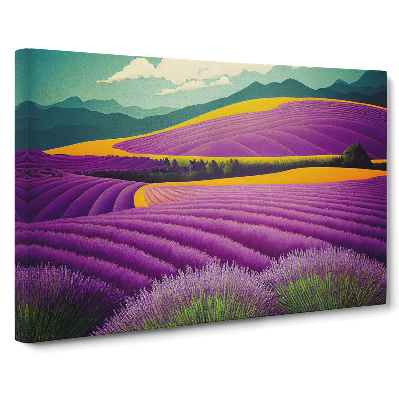 Enticing Lavender Flower Field - Wrapped Canvas, 40cm H x 60cm W x 3cm D