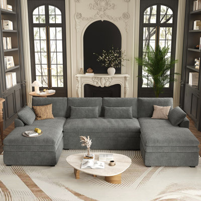 Manuel Corduroy 4-Seat Sofa 135'' Wide Large U Shaped Couch With Chaise And Detachable Doublelayered Seat Cushion