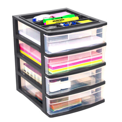 Organisateur de bureau empilable en plastique avec tiroirs