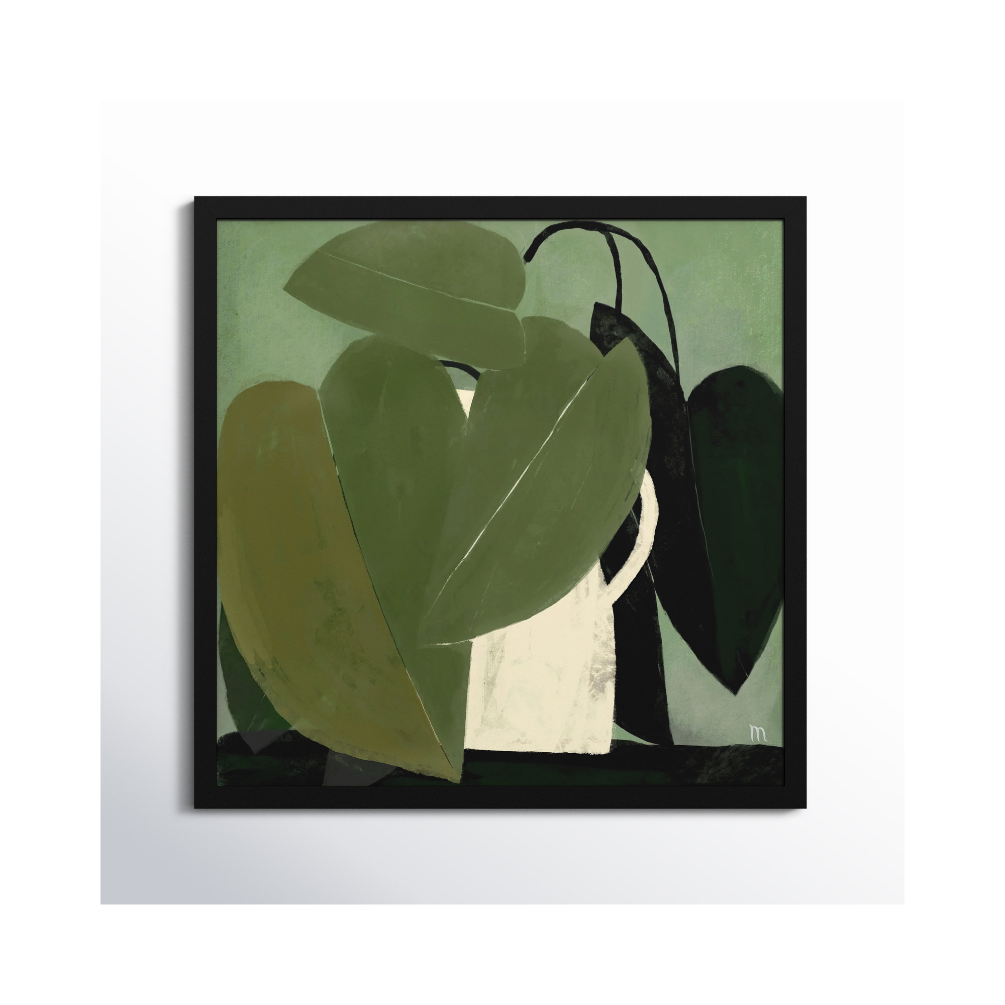 Green On Green by StudioM, Black, 36" H x 36" W x 1.25" D