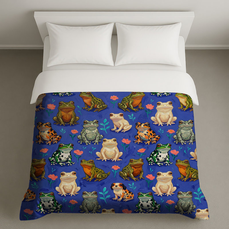 Colorful Frog Pattern Duvet Covers, King