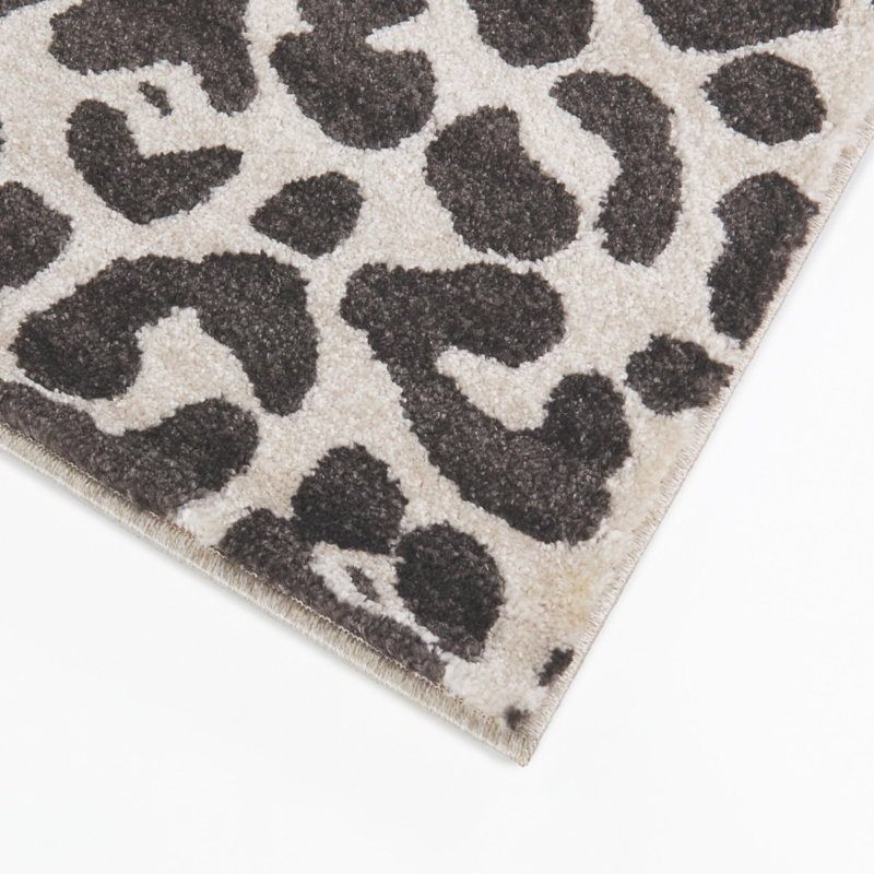 Tapis crème / noir à imprimé léopard Malaika, 7 pi 10 po x 10 pi