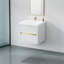 Meuble-lavabo de 24 po avec lavabo, blanc brillant. Pré-assemblé pour une installation facile. Rangement intérieur spacieux en forme de U. Système de tiroir à fermeture silencieuse. Comptoir en résine de pierre. - Armoire en bois. Invisible