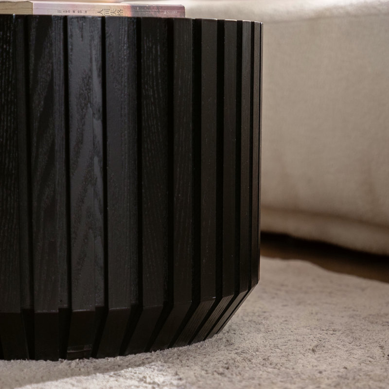 Ensemble de 2 tables basses cannelées noires