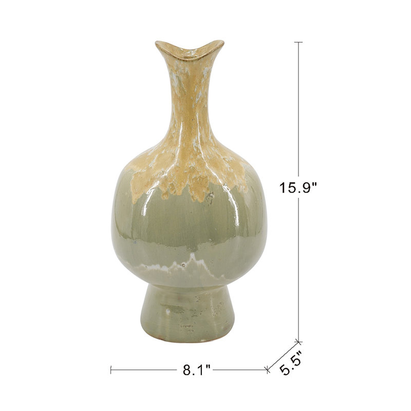 Vase en céramique émaillée réactive multicolore 8,1 "x 5,5" x 15,9 "