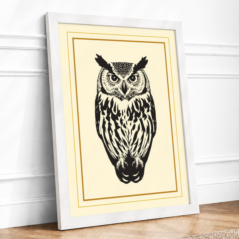 Formal Owl Study Japandi - Print, A3 - 42.0 x 29.7 cm, White