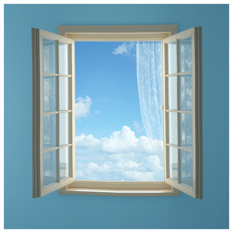 Open Window View Shower Curtains Extra Long, 70in W x 84in H