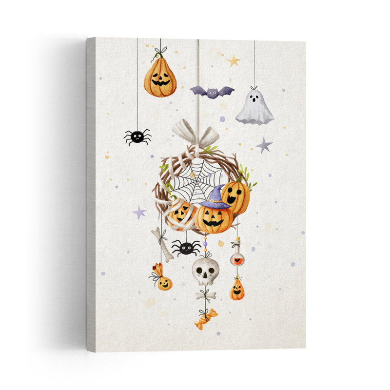 Tableau abstrait contemporain représentant une araignée dans un paysage naturel, avec une touche d'Halloween.