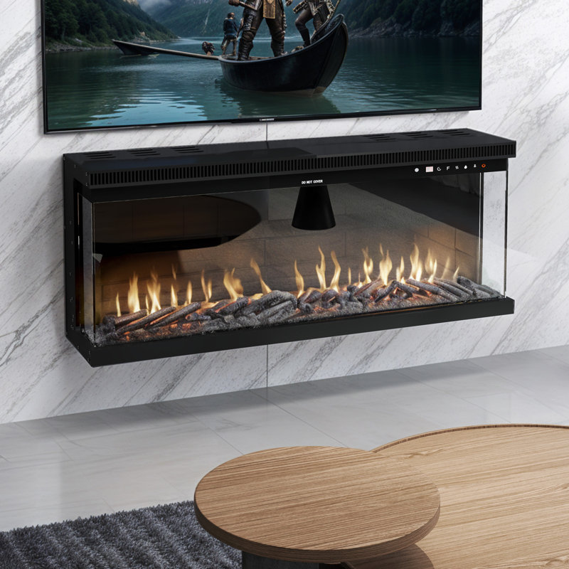 Metro Lane 101.6cm W Black Electric Fireplace with 1800 BTU