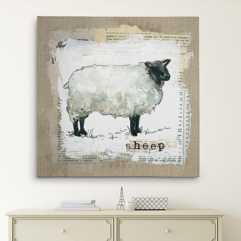 «Burlap Sheep», reproduction d'impression, H 32 po x l 32 po x P 1,5 po, Toile tendue
