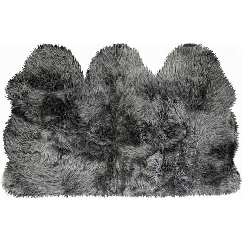 Tapis gris en peau de mouton naturelle 3 po x 5 po