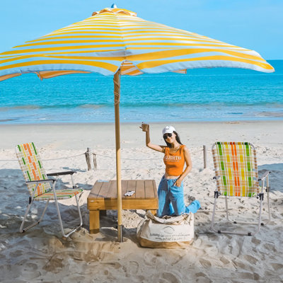 Yellow&Green Metal Folding Beach Chair(Set Of 2)