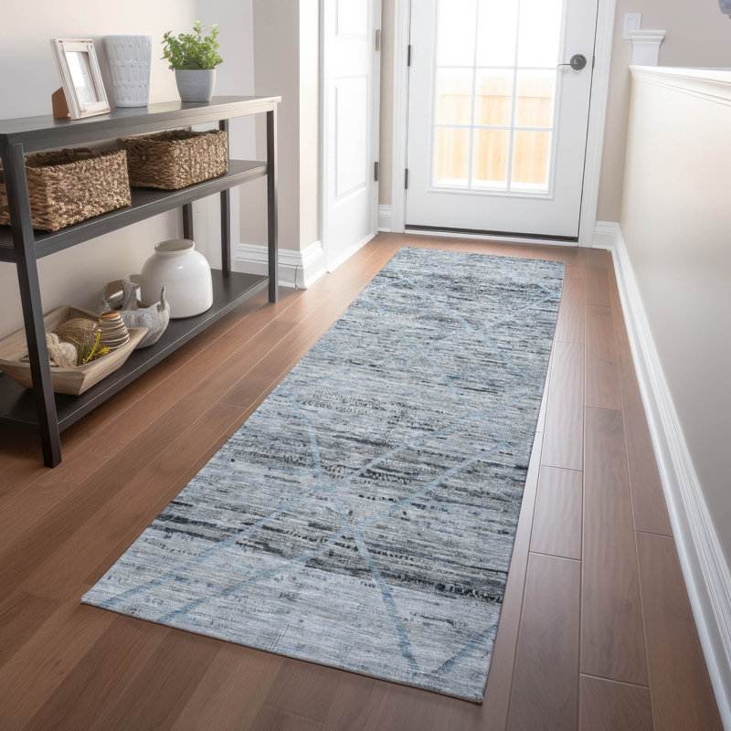 Flamara Blue Washable Indoor-Outdoor Rug - LOOMLAN, 2'3" x 7'6"