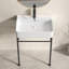 Lavabo de salle de bain autoportant 24 po * 16,5 po * 34,65 po avec pieds en acier inoxydable et support mural en céramique cuve blanche