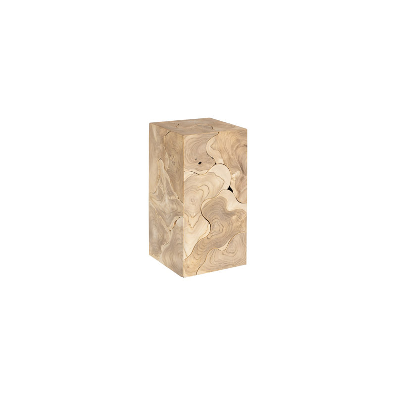 Teak Slice Pedestal, Square, Bleached, 24" H x 12" W x 12" D