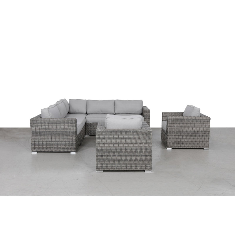 Roseland Wicker Fully Assembled 6 - Person Seating Group with Cushions