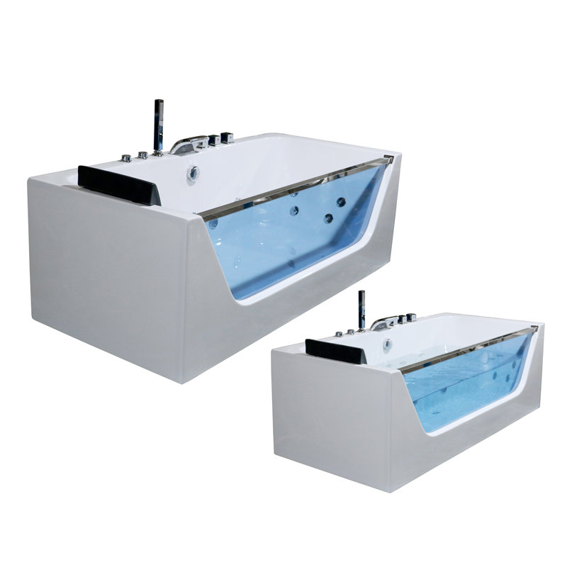 Santa 59.45-in L x 29.53-in W x 22.05-in H Acrylic Corner Whirlpool Massage Tub in Glossy White