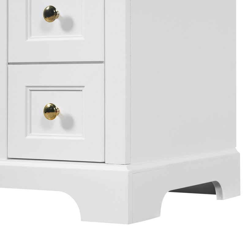 Meuble-lavabo de salle de bain avec lavabo, 3 tiroirs, rangement pour armoire, fermeture en douceur, Blanc
