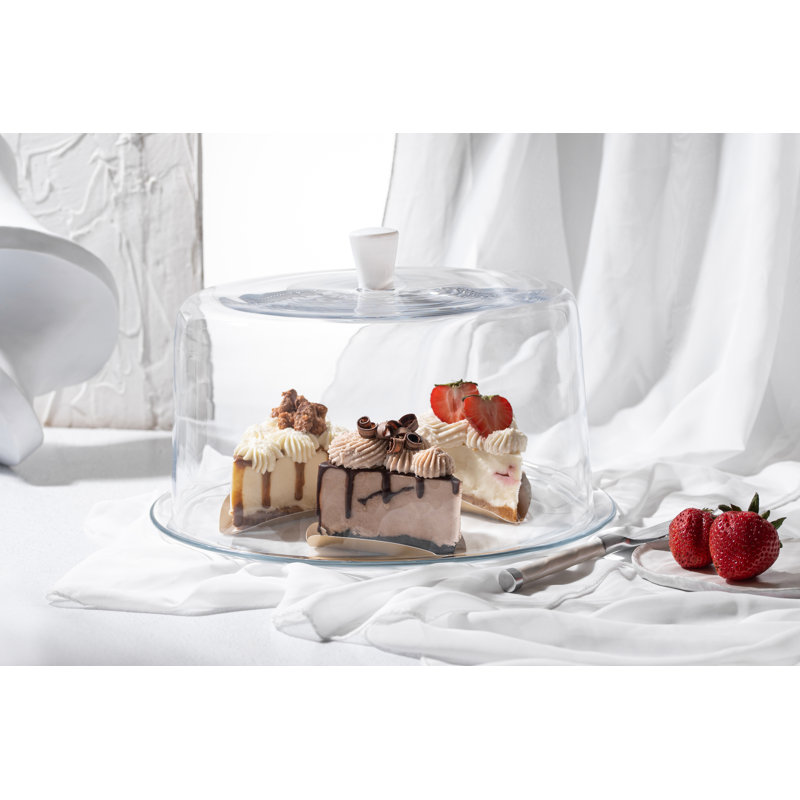 Dôme du gâteau Deyoung, Poignée transparente / blanche