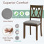 Ensemble de 4 chaises de salle à manger ergonomiques en bois avec assise rembourrée en lin