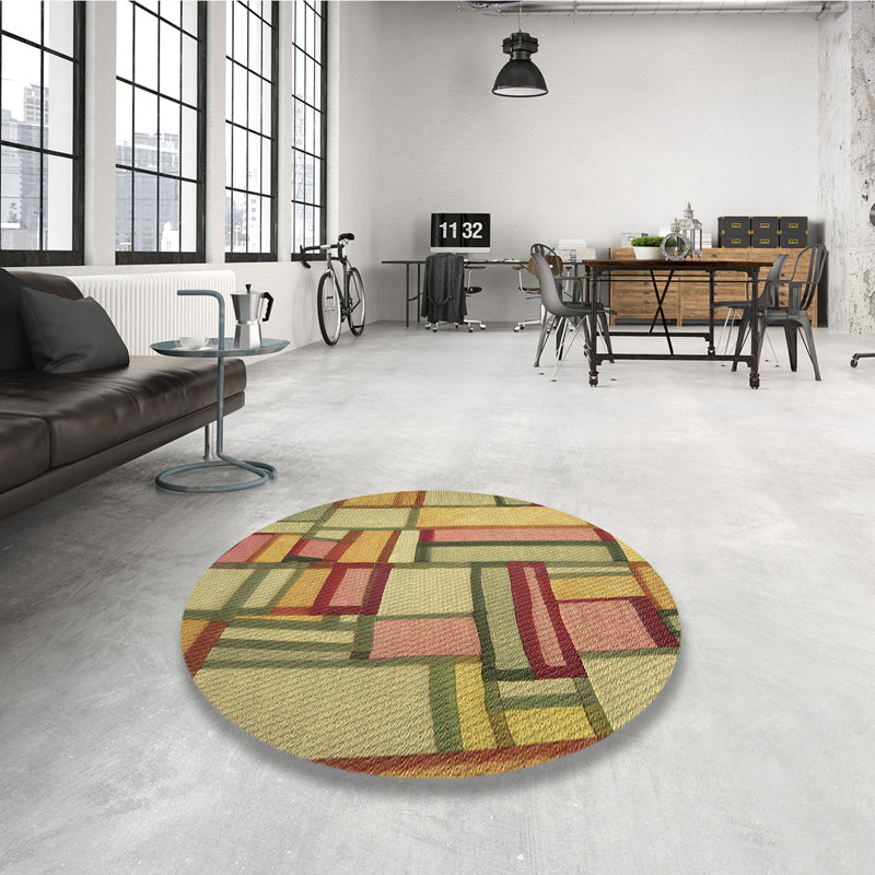 Tapis brun tissé à la machine, Rond 3 pi