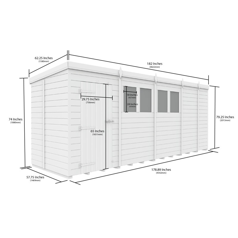 17x5 Pent Composite Shed