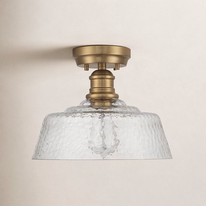 Lindholm 1-Light Dimmable Semi Flush Mount, Natural Brass