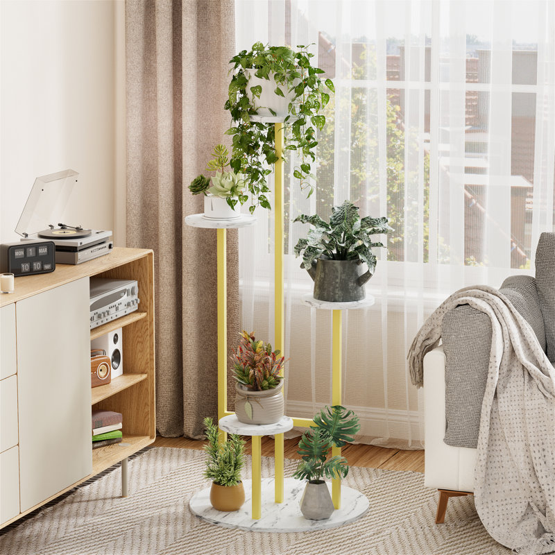 Alisz Plant stand, 5 tiers, outdoor plant shelf, 50 x 50 x 110 cm, lawn, terrace, office