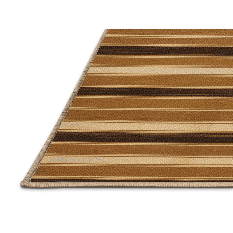  Tapis lavable rayé crème érable, Rond 7 pi