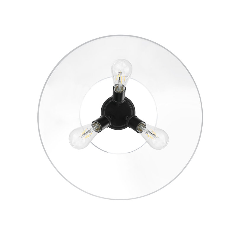 Weatherford Flush Mount, Matte Black, Clear Glass