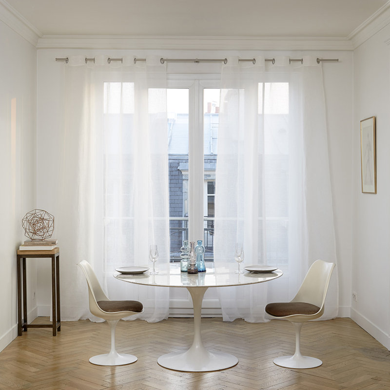 Heaton Linen Sheer Single Curtain Panel, 145 W x 275 D cm, White
