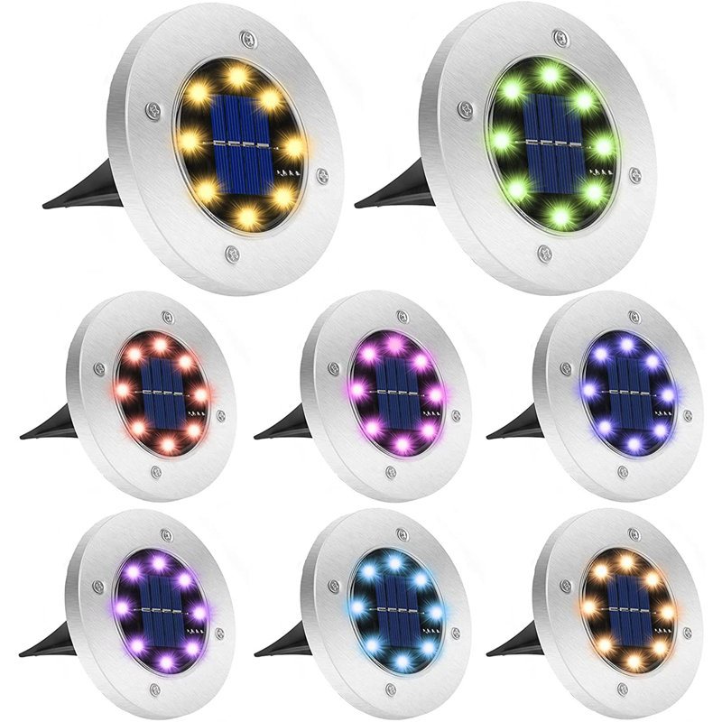 Solar Ground Lights LED Garden Disk Lights Waterproof In-Ground Colorful