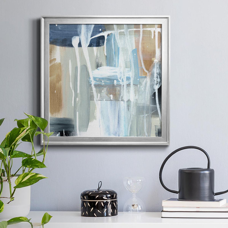 Weather II - Peinture sur toile encadrée, H 34,5 po x l 34,5 po x P 1,5 po, Argent