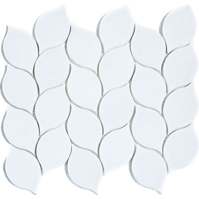 12" x 12" Thassos White Marble Leaf Mosaic Wall & Floor Tile