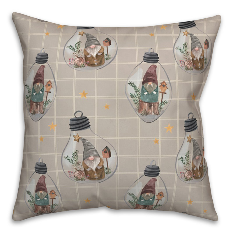  Square Throw Pillow, Gray/White