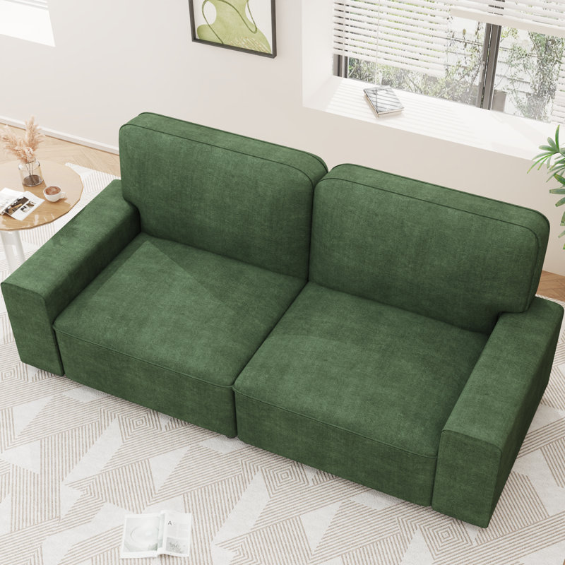 Canapé moderne pour causeuse pour le salon, canapé en chenille de 87 pouces, coussins à ressorts, structure en bois massif, assemblage facile pour les petits espaces - vert