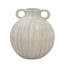 Decorative Round Ceramic Flower Vase with Small Handles and Textured Motif - 9" x 9" x 10" - Gold