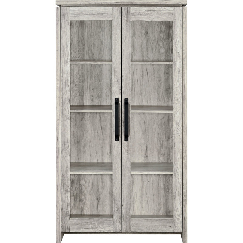 Armoire en bois d'ingénierie gris à 2 portes en bois d'ingénierie avec finition lisse pour une organisation de style bord de mer dans le salon