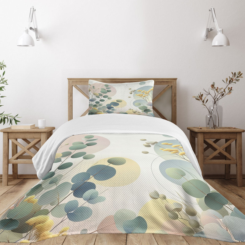 Polyester Floral Coverlet, Twin Coverlet / Bedspread + 1 Standard Sham