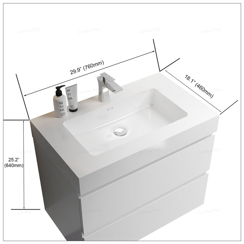 Lavabo intégré à surface solide sans drain ni robinet, conception moderne pour les salles de bain élégantes